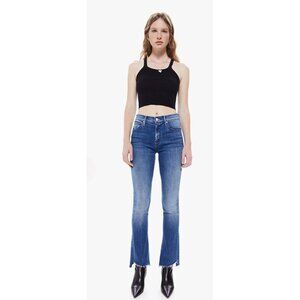 MOTHER The Runaway Step Fray Jeans Women’s 28 Mid Rise Bootcut Flare Blue Denim